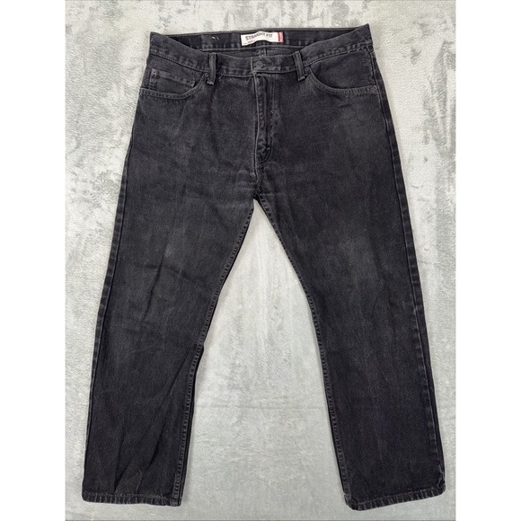 Levis 505 Jeans Mens 36x29 Black Regular Fit Mid Rise Straight Leg - Picture 1 of 8